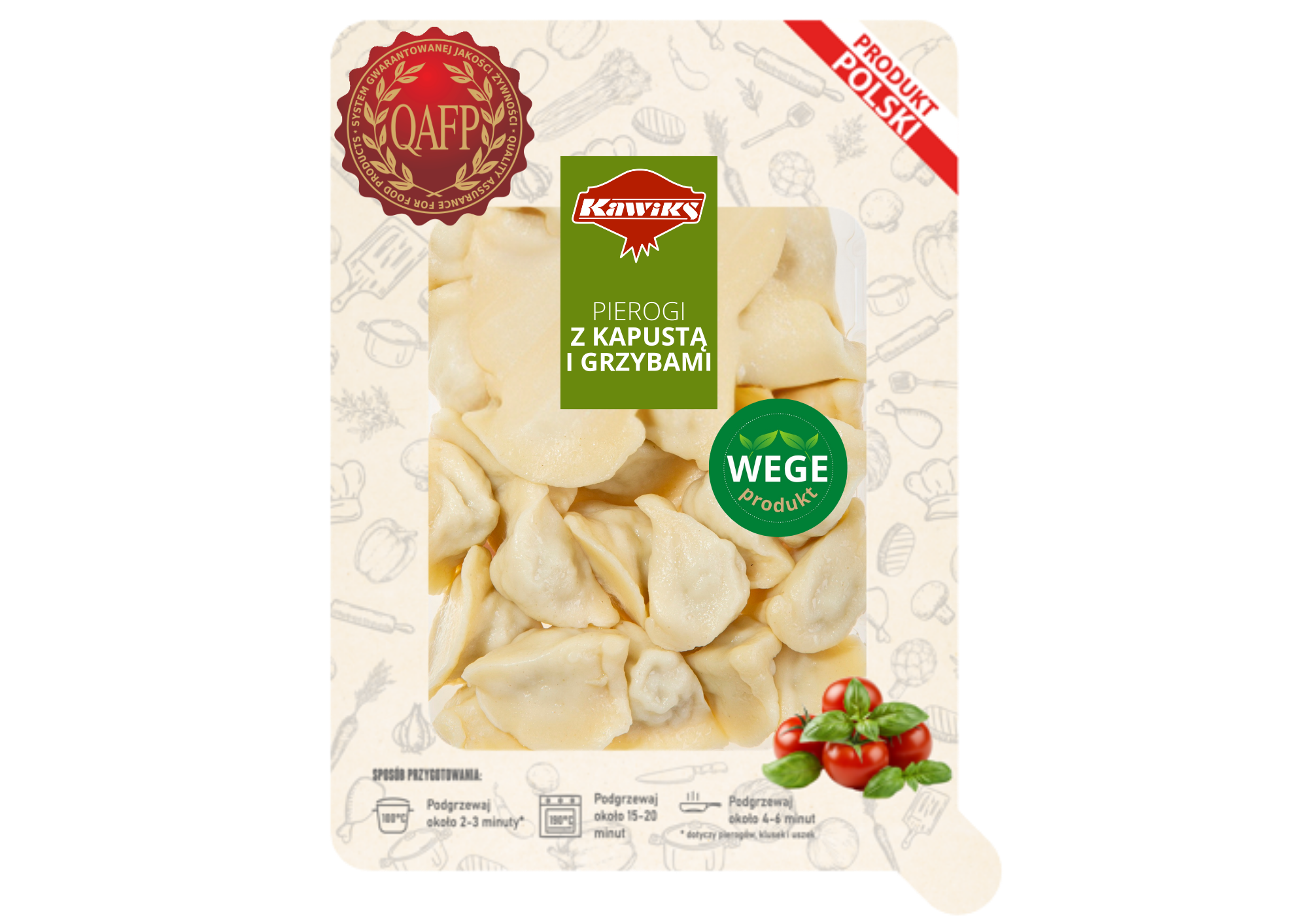 Pierogi z kapustą i grzybami packshot QAFP Pierogi z kapustą i grzybami packshot QAFP